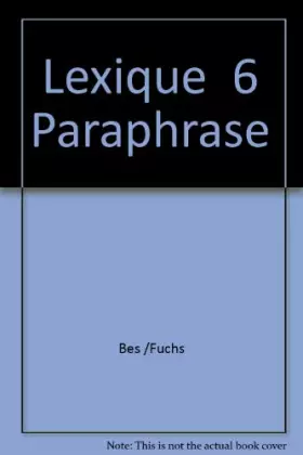 Couverture du produit · Lexique et paraphrase