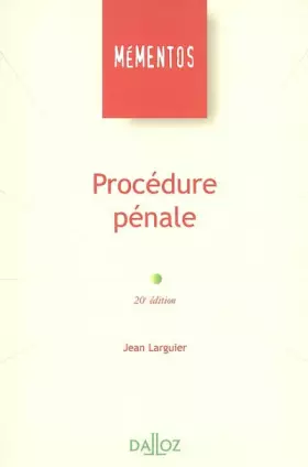 Couverture du produit · Procédure pénale