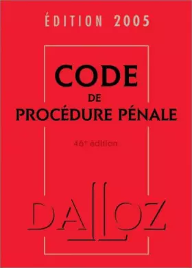 Couverture du produit · Code de la procédure pénale 2005