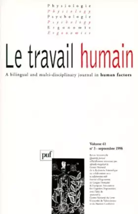 Couverture du produit · Travail humain, 1998, numéro 3, tome 61