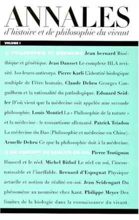 Couverture du produit · Annales d'histoire et de philosophie du vivant, volume 1