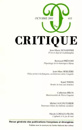 Couverture du produit · Critique nø653