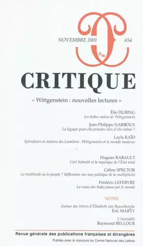 Couverture du produit · Critique, numéro 654, novembre 2001