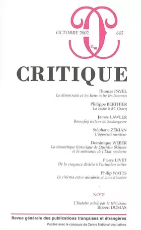 Couverture du produit · Critique, numéro 665