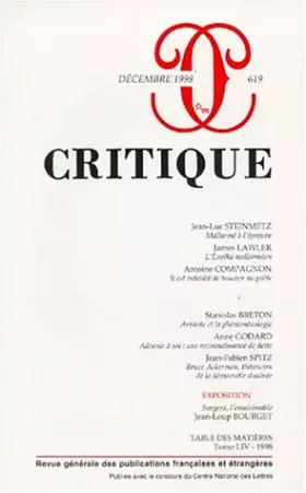 Couverture du produit · Revue Critique, numéro 619