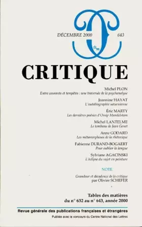 Couverture du produit · Critique, tome 643