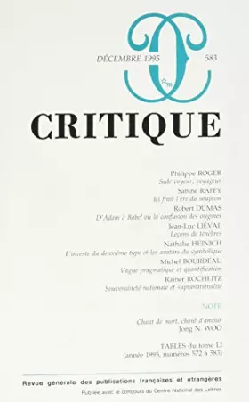 Couverture du produit · Revue Critique, numéro 583