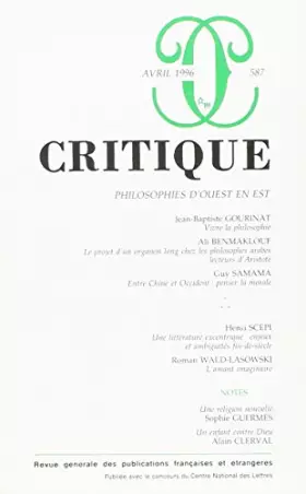 Couverture du produit · Revue Critique, numéro 587