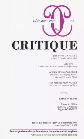 Couverture du produit · Revue Critique, numéro 631