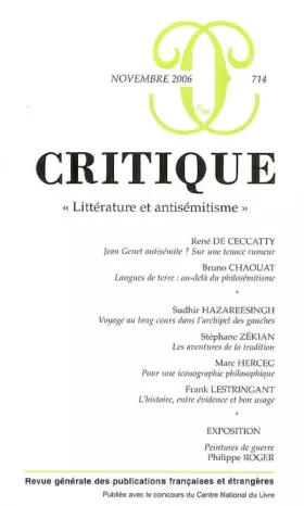 Couverture du produit · Critique 714 Littérature et antisémitisme