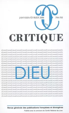 Couverture du produit · CRITIQUE 704 705 DIEU