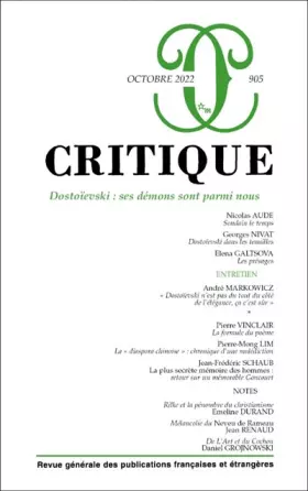 Couverture du produit · Critique 905: Dostoïevski : ses démons sont parmi nous