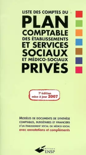 Couverture du produit · Liste des comptes du plan comptable des établissements et services sociaux et médico-sociaux privés