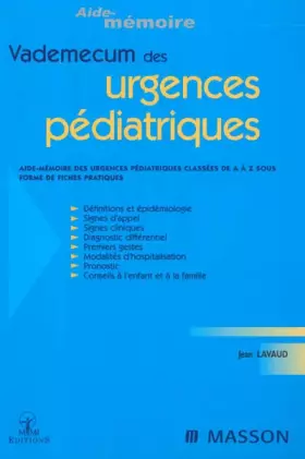 Couverture du produit · Le vademecum des urgences pédiatriques