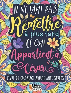 Couverture du produit · Livre de coloriage Adulte Anti stress: Il ne faut pas remettre à plus tard ce qui appartient à César | Coloriage Adulte de Paro