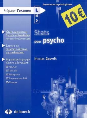 Couverture du produit · Stats pour psycho: Exercices et corrigés