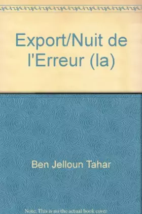 Couverture du produit · Export/Nuit de l'Erreur (la)