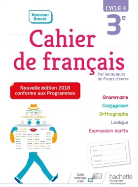 Couverture du produit · Cahier de français cycle 4 / 3e - Ed. 2018