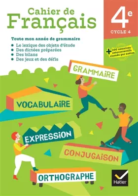 Couverture du produit · Cahier de Français 4e - Ed. 2024 - Cahier élève
