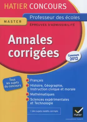Couverture du produit · Hatier Concours - CRPE - Annales corrigées 2012 Epreuves d'admissibilité