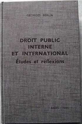Couverture du produit · Droit public interne et international / études et reflexions