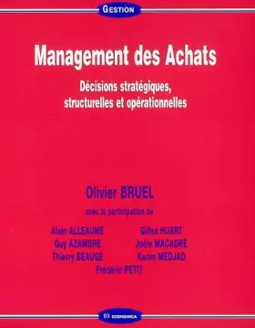 Couverture du produit · Management des Achats : Décisions stratégiques, structurelles et opérationnelles
