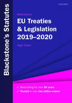 Couverture du produit · Blackstone's EU Treaties & Legislation 2019-2020 (Blackstone's Statute Series)