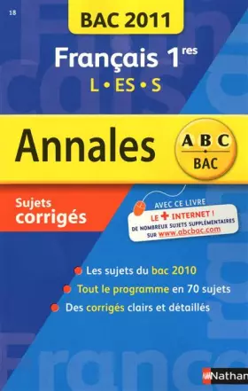 Couverture du produit · Francais 1re ES, S, L : Sujets corrigés