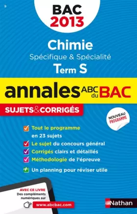 Couverture du produit · ANNALES BAC 2013 CHIMIE TS SPE