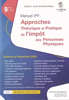 Couverture du produit · MANUEL IPP 2020 : Approches théorique et pratique de l’Impôt des personnes physiques 2020 (Belgique) Cette édition inclut les d