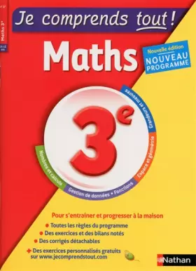 Couverture du produit · Maths 3ème - Je comprends tout - 250 exercices + cours - conforme au programme de 3e