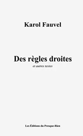 Couverture du produit · Des règles droites