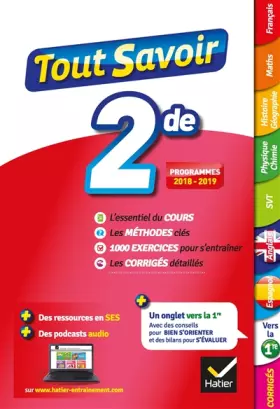 Couverture du produit · Tout savoir 2de: toutes les matières de Seconde - programmes 2018-2019