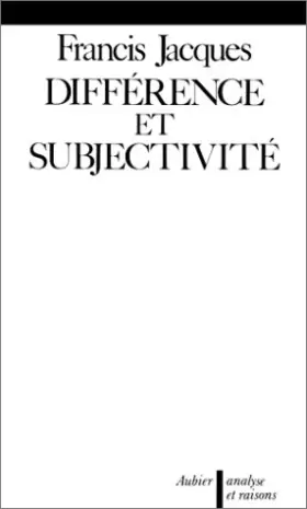 Couverture du produit · Différence et subjectivité