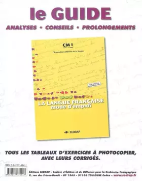 Couverture du produit · La langue franaise, mode d'emploi CM1 CM1 (Le classeur-guide)