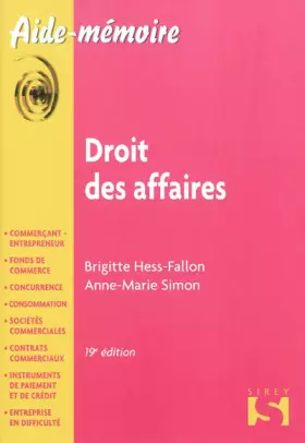 Couverture du produit · Droit des affaires - 19e éd.: Aide-mémoire Sirey