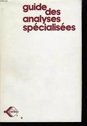 Couverture du produit · Guide des analyses spécialisées