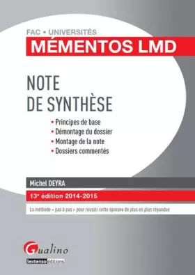 Couverture du produit · Note de synthèse