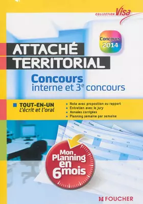Couverture du produit · Visa - Attaché territorial - Concours interne et 3e concours - Mon planning en 6 mois