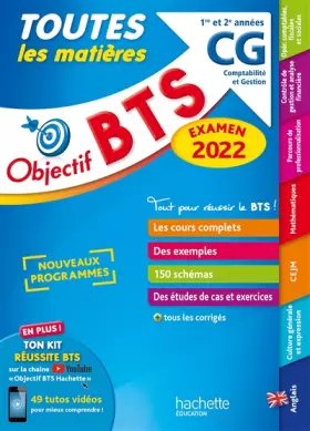 Couverture du produit · Objectif BTS CG (1re et 2e années) - Toutes les matières, examen 2022
