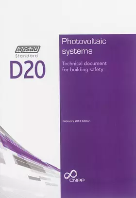 Couverture du produit · D20 APSAD standard - Photovoltaic systems - Technical document for building safety