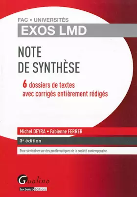 Couverture du produit · Note de synthèse : 6 dossiers de textes avec corrigés entièrement rédigés