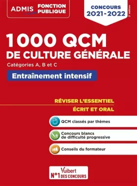 Couverture du produit · 1000 QCM de culture générale: Concours de la fonction publique - Catégories A, B et C