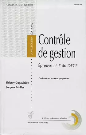 Couverture du produit · DECF EPREUVE N° 7 CONTROLE DE GESTION. 4ème édition