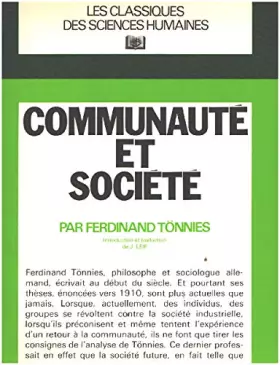 Couverture du produit · Communauté et société : Catégories fondamentales de la sociologie pure