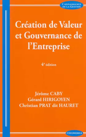 Couverture du produit · Création de valeur et gouvernance de l'entreprise