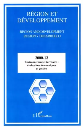 Couverture du produit · Region et developpement n.12/2000 : environnement et territoire evaluations