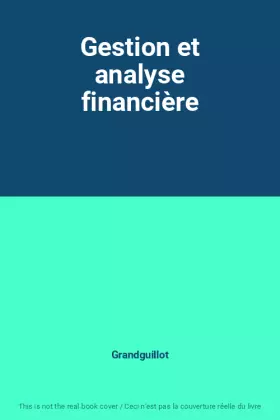 Couverture du produit · Gestion et analyse financière