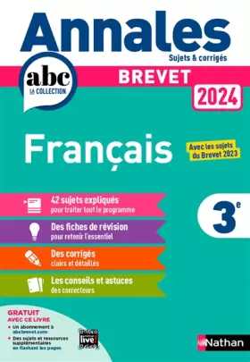 Couverture du produit · Annales ABC du Brevet 2024 - Français 3e - Sujets et corrigés + fiches de révisions