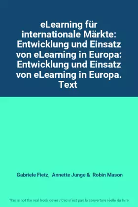 Couverture du produit · eLearning für internationale Märkte: Entwicklung und Einsatz von eLearning in Europa: Entwicklung und Einsatz von eLearning in 